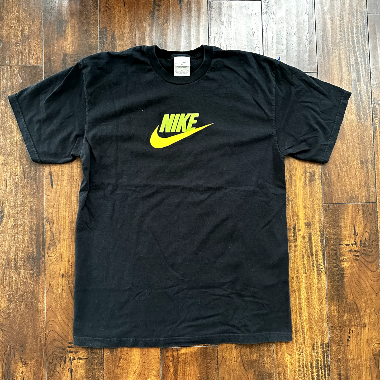 Vintage T Shirt Nike Basic Swoosh Black Y2K Yellow Green Oregon Ducks XL