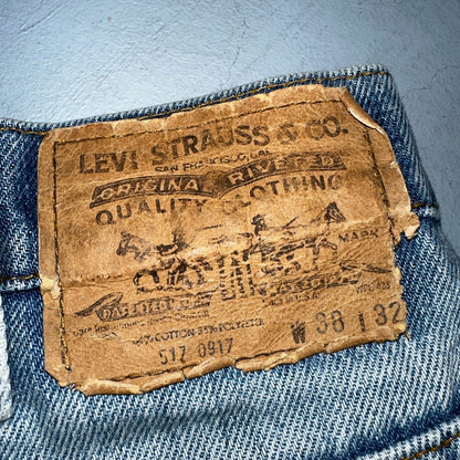 Levis 517 Vintage 80s USA Orange Tab Bootcut Flare Blue Jeans Talon Act 38x28