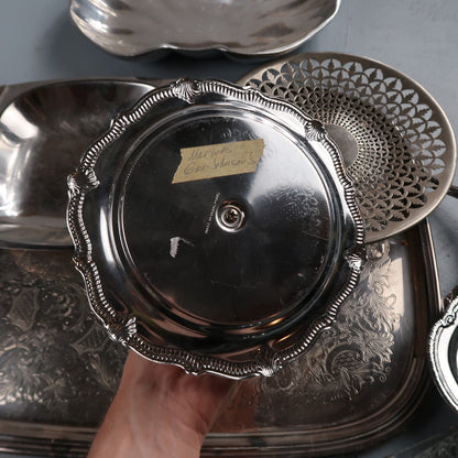 Vintage Baroque Victorian Not Silver Plated Platter Collection Lot Fancy Trays