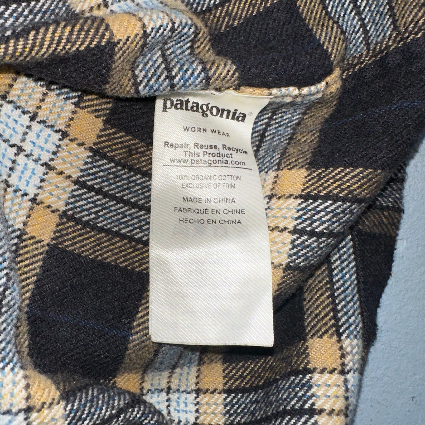 Patagonia Flannel Shirt Mens Size 2XL Plaid Long Sleeve Button Up Yellow Black