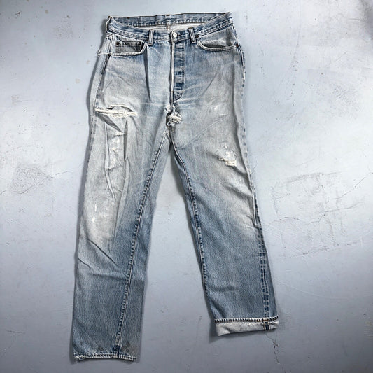 Levis 501 Vintage 80s Redline Selvedge USA XX Jeans Light Wash 35x38 Act 32x33