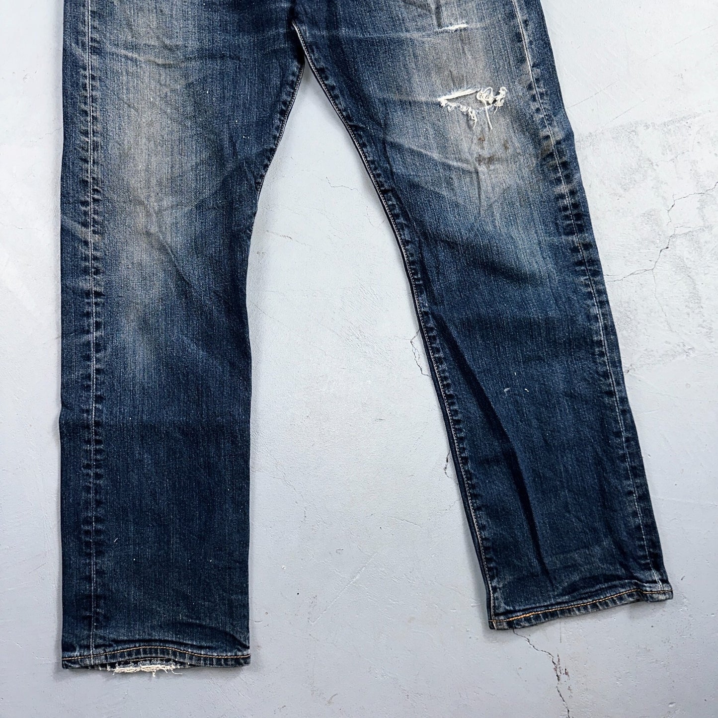 Levis 501 Y2K XX Straight Leg Jeans Blue VTG Whiskers Wash 34x30 Act 34x29