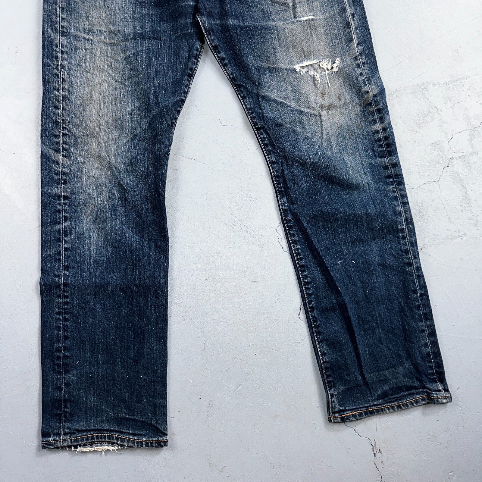 Levis 501 Y2K XX Straight Leg Jeans Blue VTG Whiskers Wash 34x30 Act 34x29