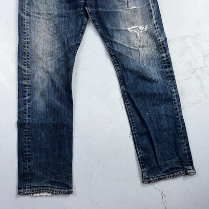 Levis 501 Y2K XX Straight Leg Jeans Blue VTG Whiskers Wash 34x30 Act 34x29