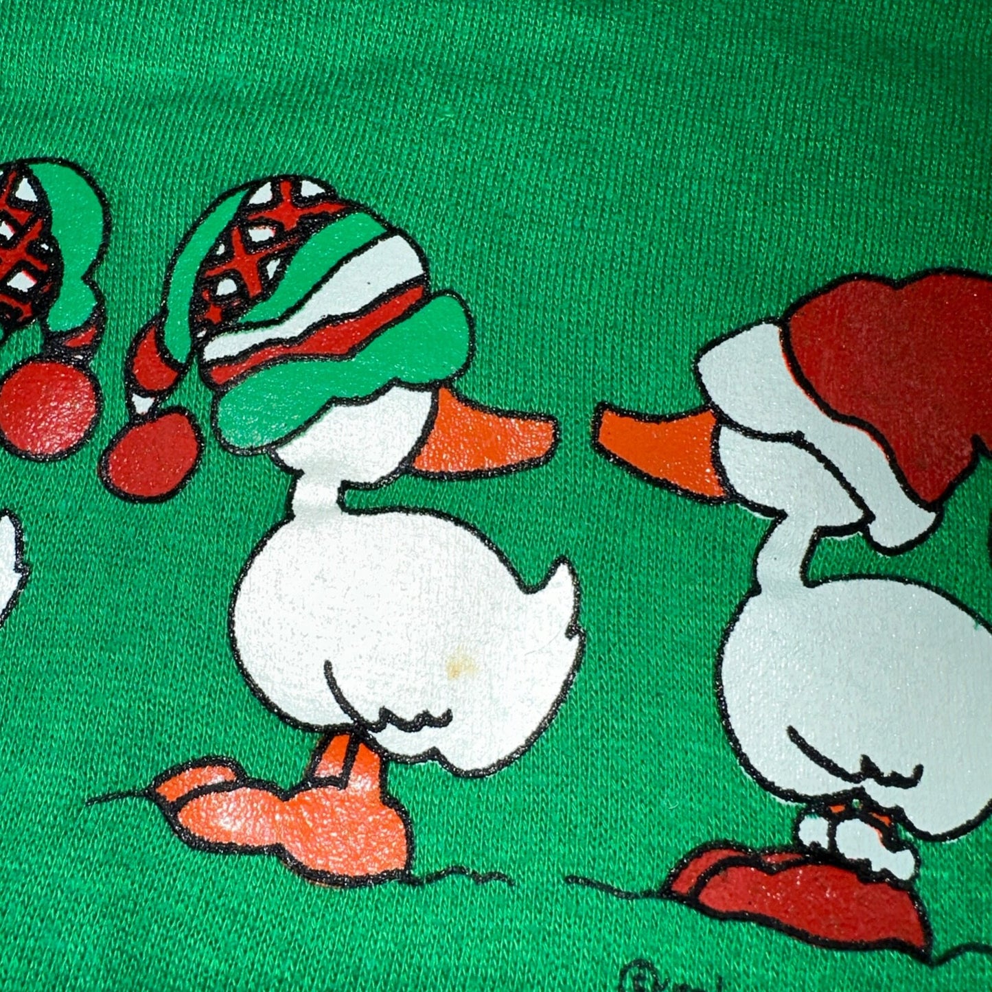 Ducks Novelty Sweatshirt XL 1980s VTG Crewneck Christmas Cute Green Holidays 80s