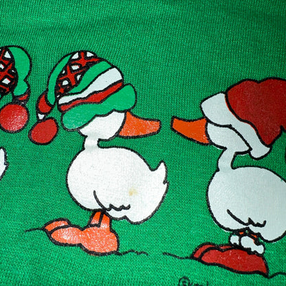 Ducks Novelty Sweatshirt XL 1980s VTG Crewneck Christmas Cute Green Holidays 80s