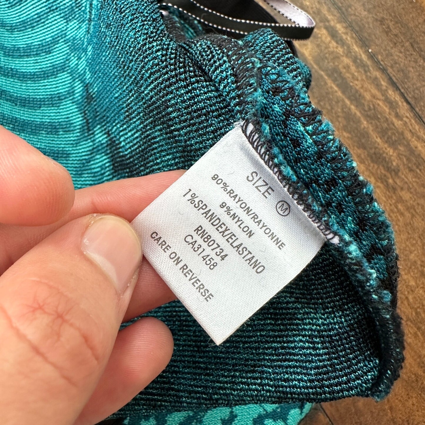 Vintage Yoga Crazy Print Hippie Boot Cut Beach Teal Green Black Gym 90s Y2K