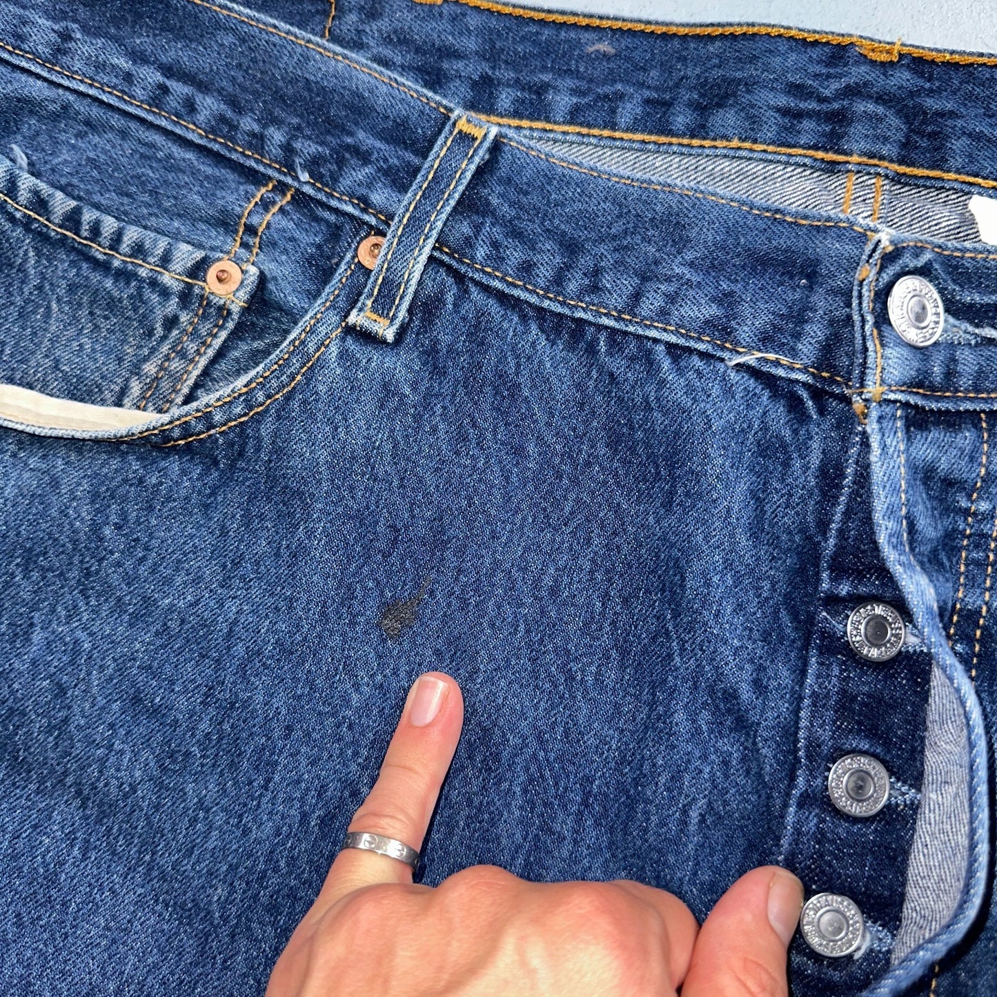 Levis 501 Vintage 90s Y2K XX Straight Leg Jeans Blue Med Wash 42x32 Act 40x29