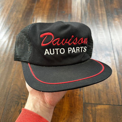Davison Harley Auto Parts Black Vintage Hat Cap Snapback Worn Heavy Use Motor