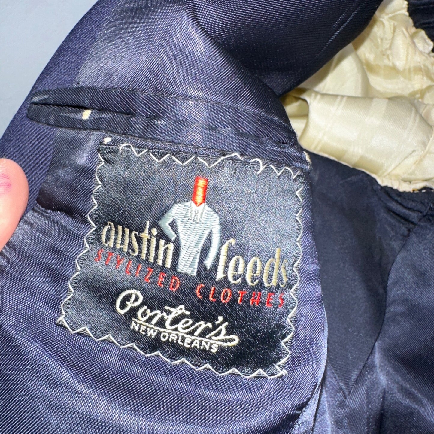 VTG Mens 2 PC Suit 42 Jacket Coat Pants Blue Rockabilly 1950s Thrashed Ripped