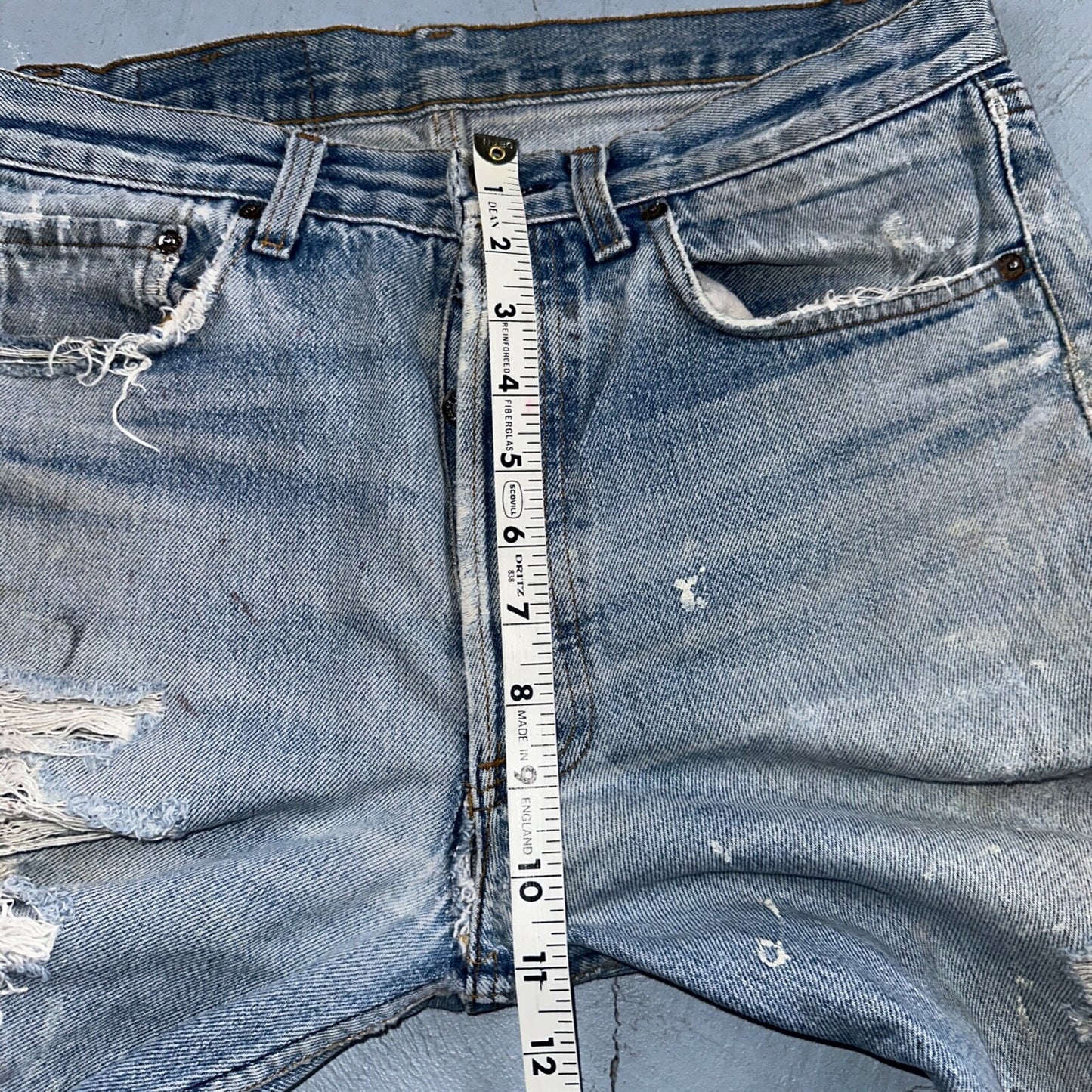 Levis 501 Vintage 80s USA XX Straight Leg Jeans Blue Thrashed 33x38 Act 31x33