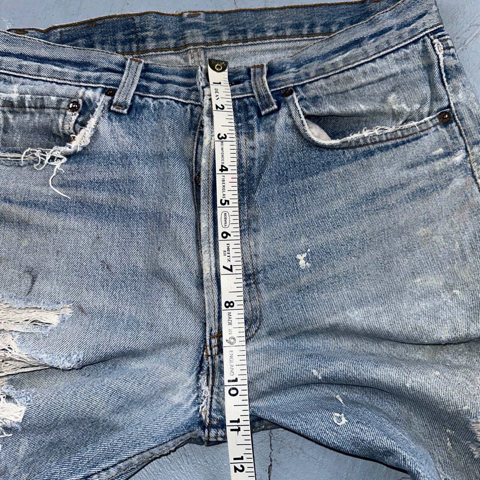 Levis 501 Vintage 80s USA XX Straight Leg Jeans Blue Thrashed 33x38 Act 31x33