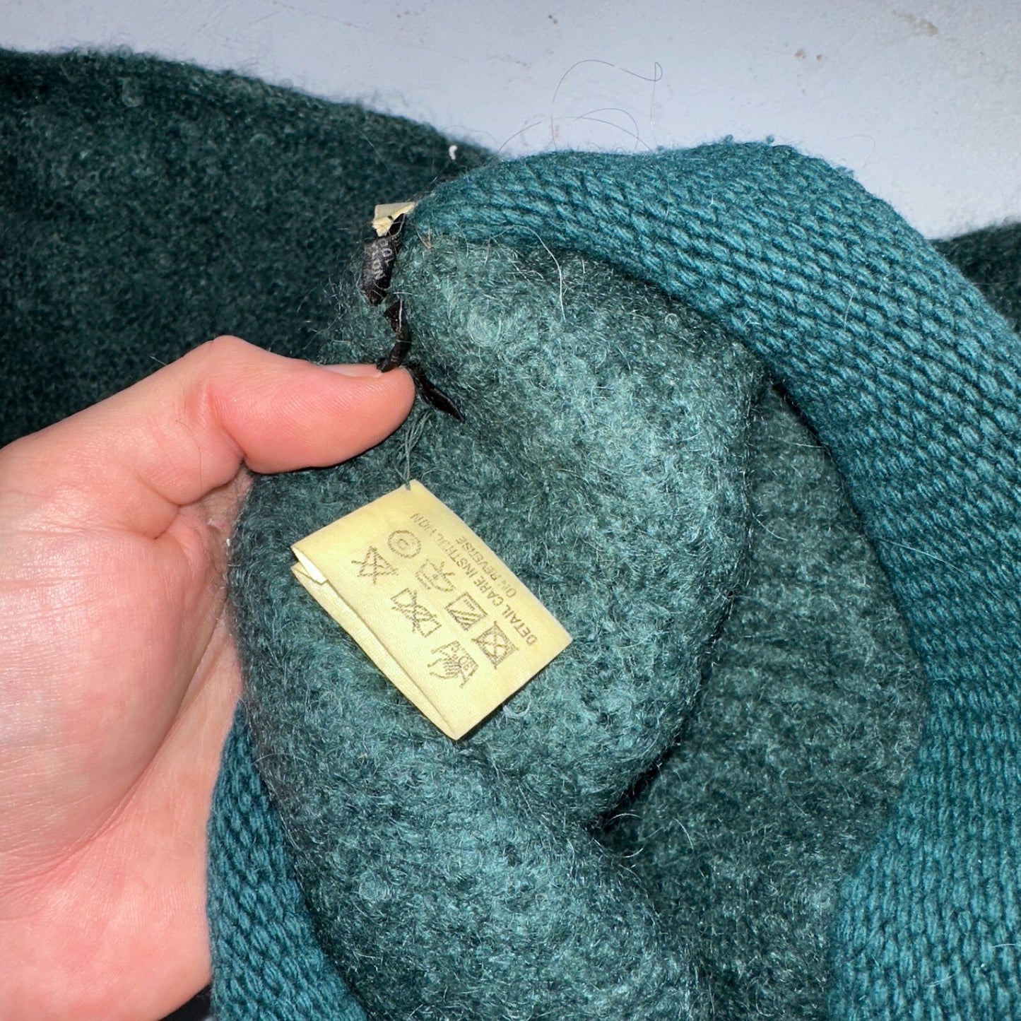 Nordstrom 1970s VTG Green Mohair Wool Winter Scarf and Hat RARE 70s Art Deco