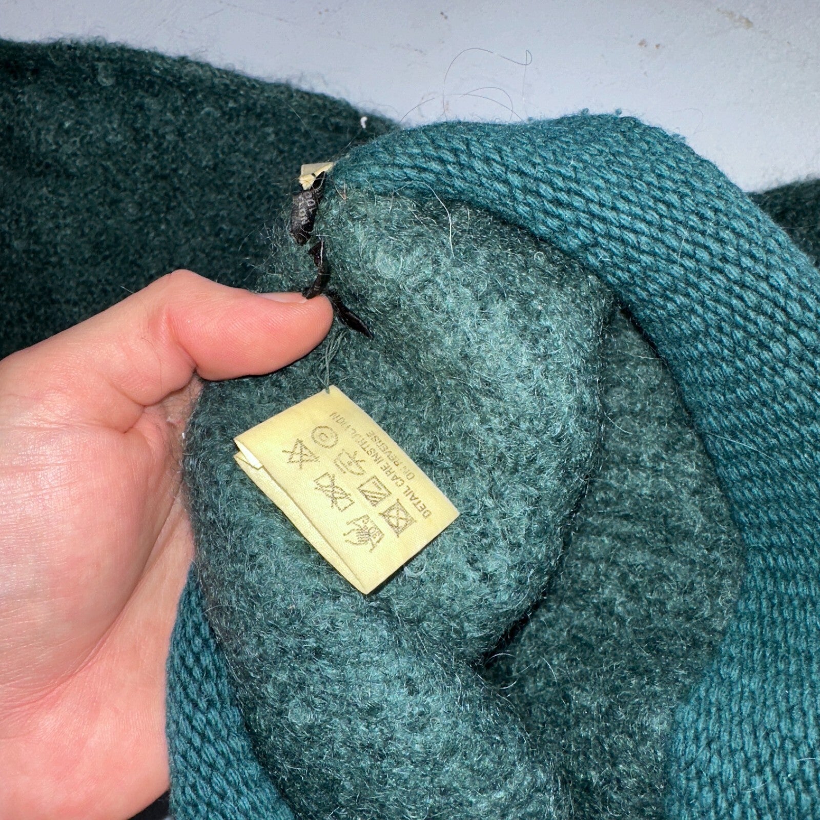 Nordstrom 1970s VTG Green Mohair Wool Winter Scarf and Hat RARE 70s Art Deco