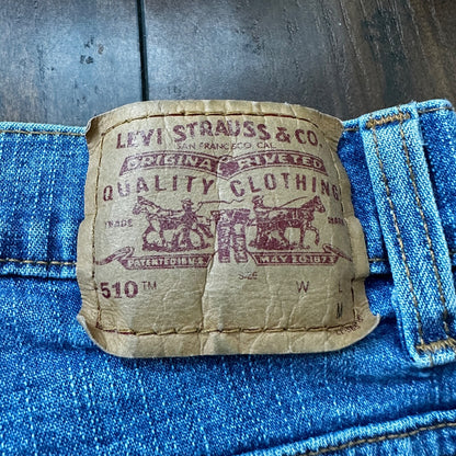 Vintage Levis 510 Jeans Womens 14 Blue Slim Fit Y2K Lower Rise Boyfriend 30x29