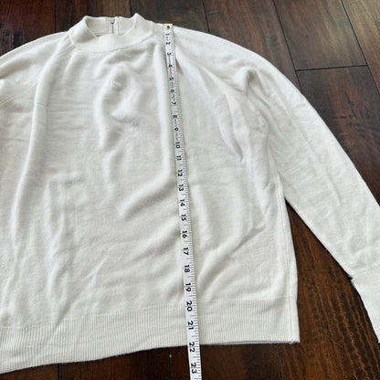 Vintage USA Rockabilly Womens White Sweater Zip 60s 70s Top Basic Sanforized