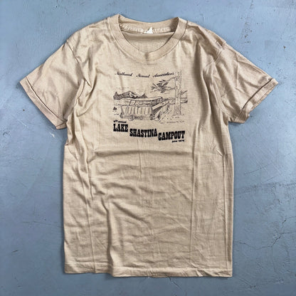 1979 Lake Shastina Campout June 70s Oregon VTG T Shirt Nomad Car Trees Nature