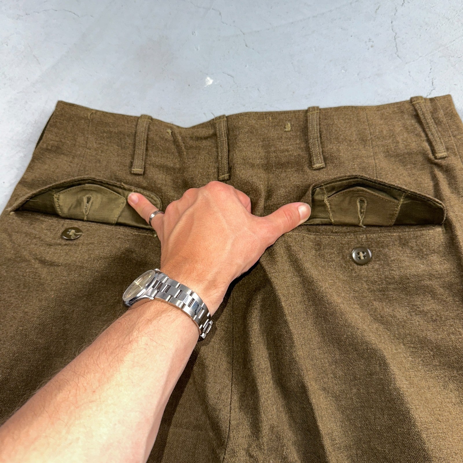 Vintage 40s US Army WWII Field Wool Trousers Pants Mens 34x33 OD-33 Military