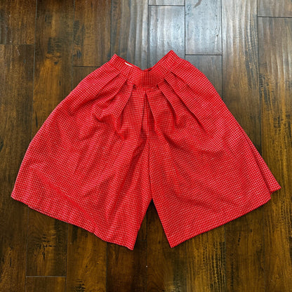 VTG College Town Red Checkered Knee To Midi Skirt Small Shorts RARE Rockabilly