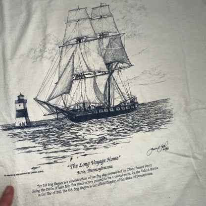Ship Art James E Sabol Y2K 90s T Shirt Erie Pennsylvania Voyage Home Photo Rap
