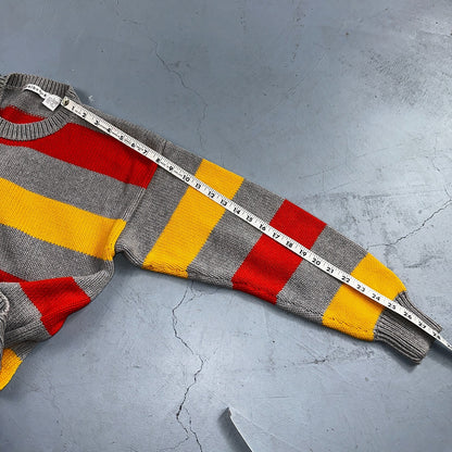 VTG Claiborne Fisherman Knit Womens Sz M Sweater Cable Knit Striped Chic Boho