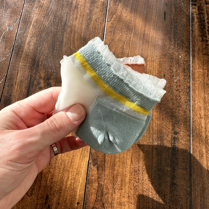 See Through Nylon Novelty Crowns Crew Socks European Fashion Women's Medium