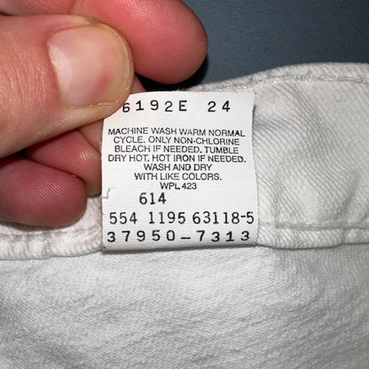 Vintage 90s Levis 950 White Denim Orange Tab Relaxed Shorts 7 High Waist