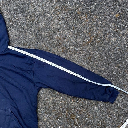 Vintage Thermal Waffle Lined Hoodie Sweatshirt Mens XL Navy Blue Nucleus Punk