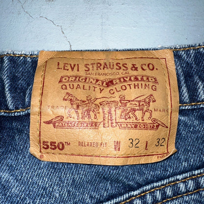Levis 550 Vintage 90s USA Red Tab Relaxed USA Blue Med Wash Jeans 32x32 Ac 31x30