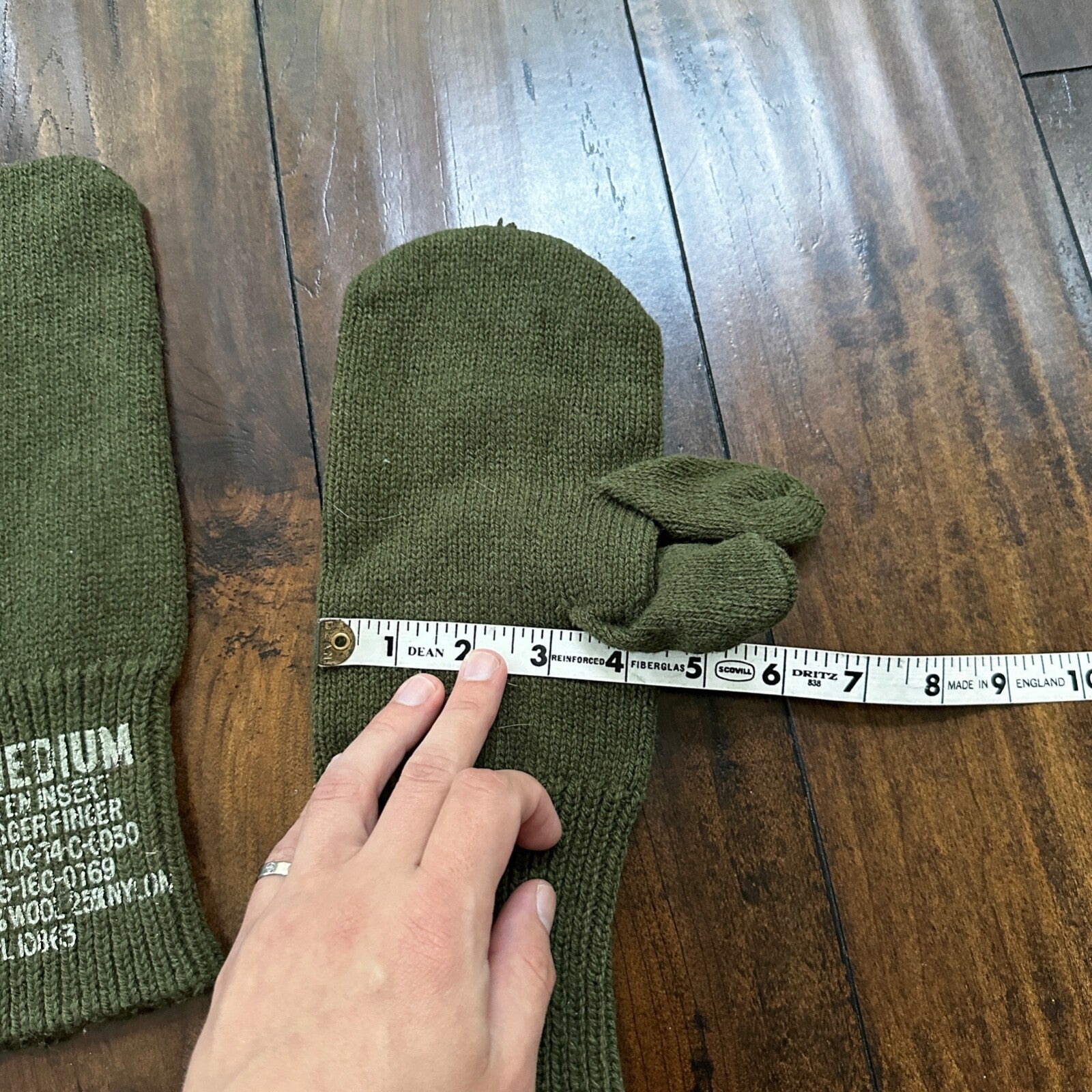 VTG 1970s DSA 74 Trigger Finger Mitten Inserts US Army Military Wool Knit Medium