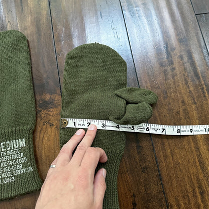 VTG 1970s DSA 74 Trigger Finger Mitten Inserts US Army Military Wool Knit Medium