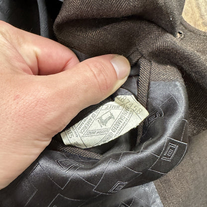 1960s 1970s Brown Striped Sport Jacket VTG Mens Suit 44 33x32 Rockabilly Wool