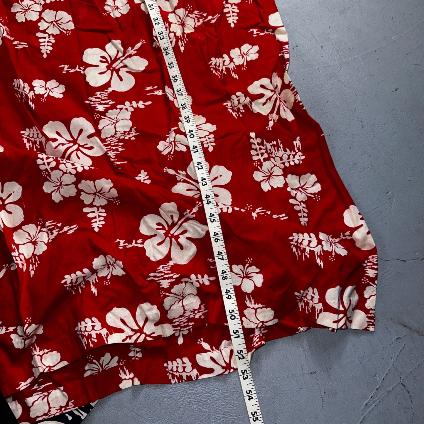 Vintage 60's Ui-Maikai Barkcloth Red and Blue Hawaiian Dress Lot Needs Repairs