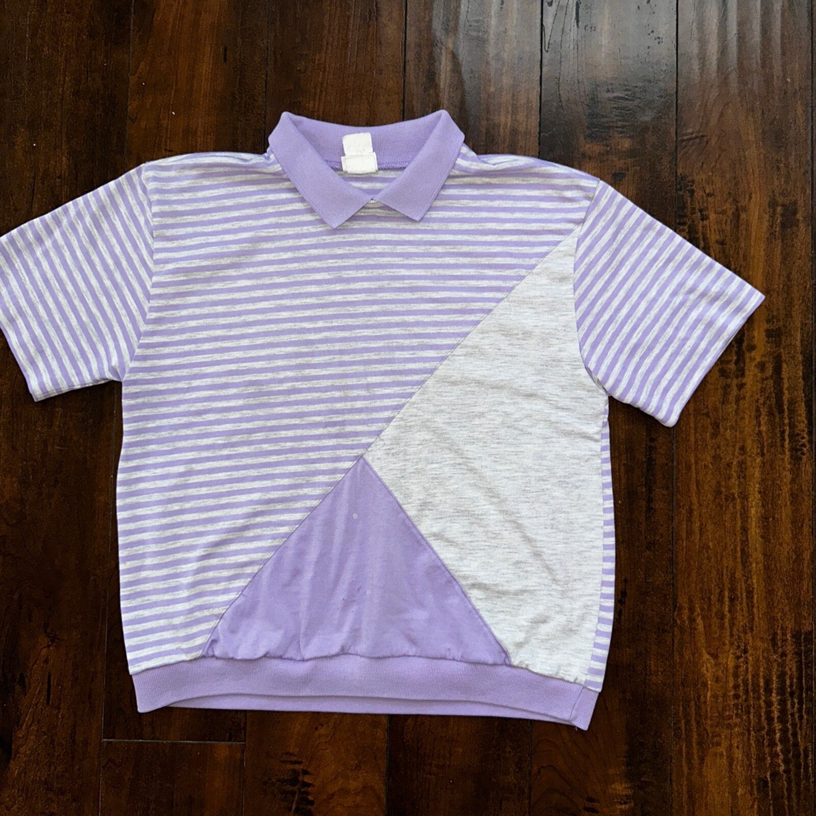 Jantzen Sweater Shirt Vintage 80s 90s Purple Stripe White Polo Cool 1980s