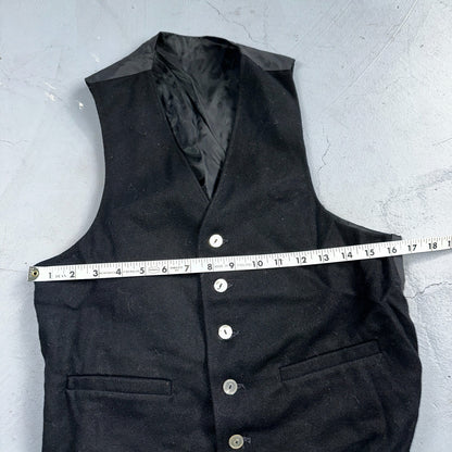 Vintage Buckle Back Vest Mens Black Waistcoat Size S 1940s 1950s 1960s Antique