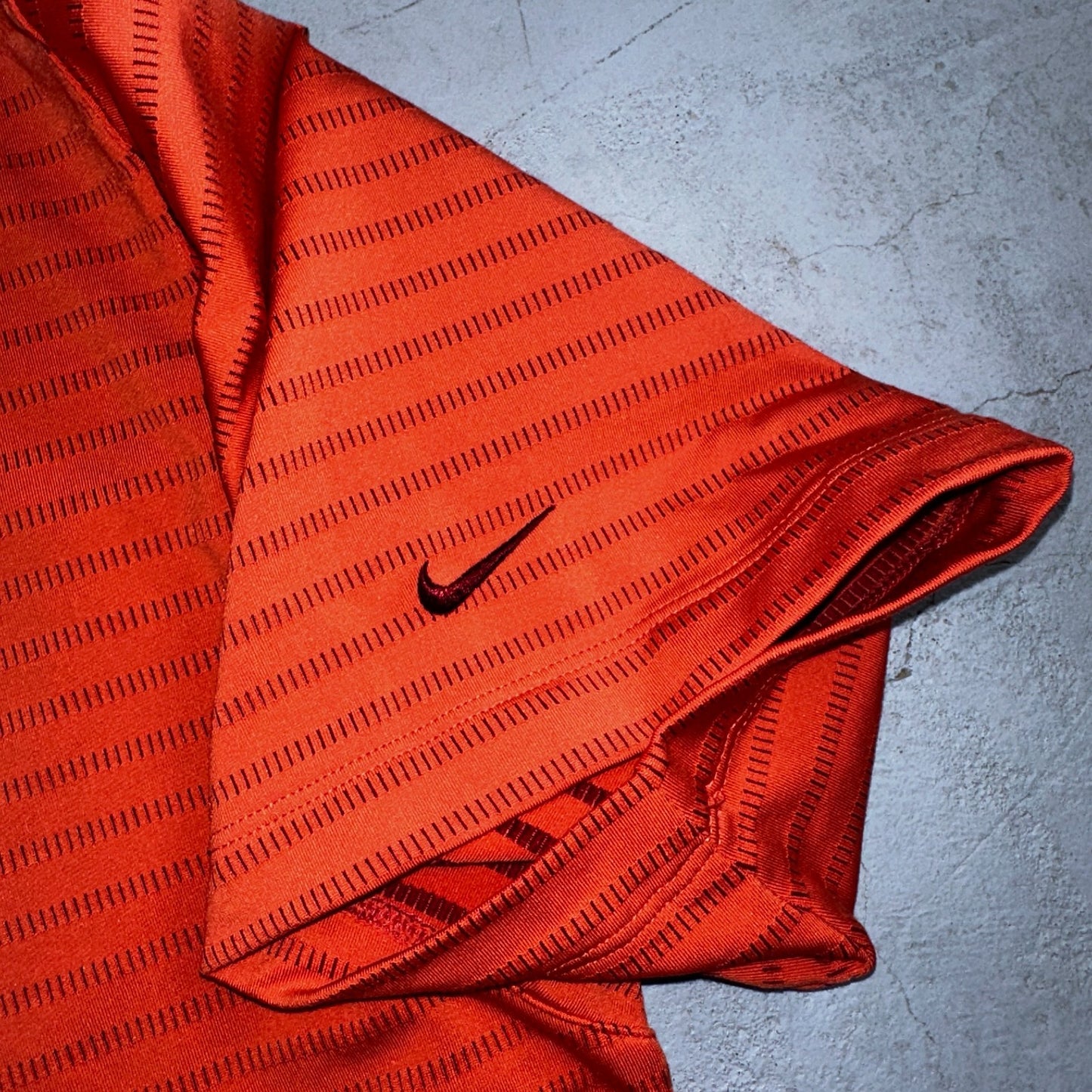 Nike Golf Dri Fit Orange Striped Polo Shirt L Large Vintage Style Sports