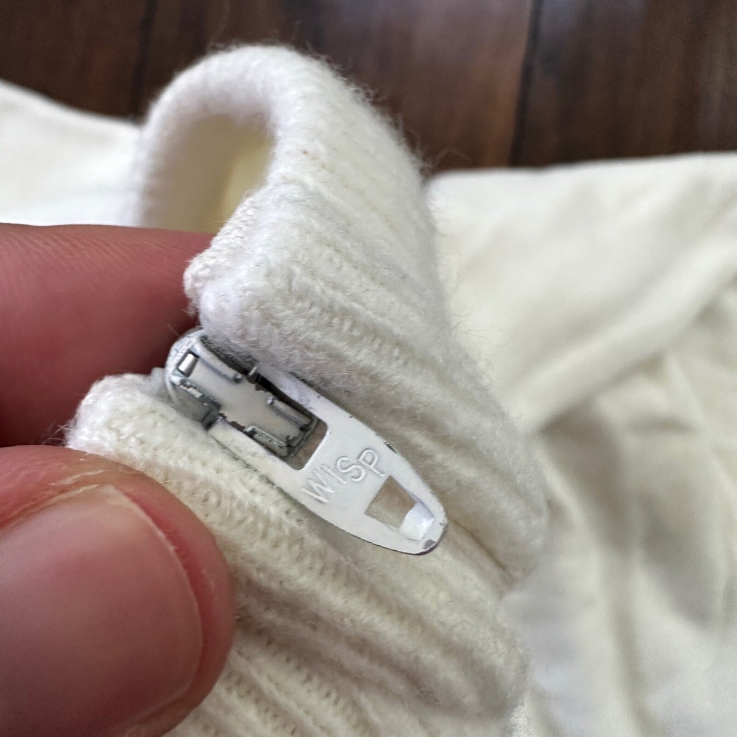 Vintage USA Rockabilly Womens White Sweater Zip 60s 70s Top Basic Sanforized