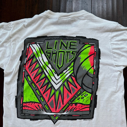 Line Shots Vintage T Shirt Volleyball Surf L 1990 90s White Single Stitch Cool