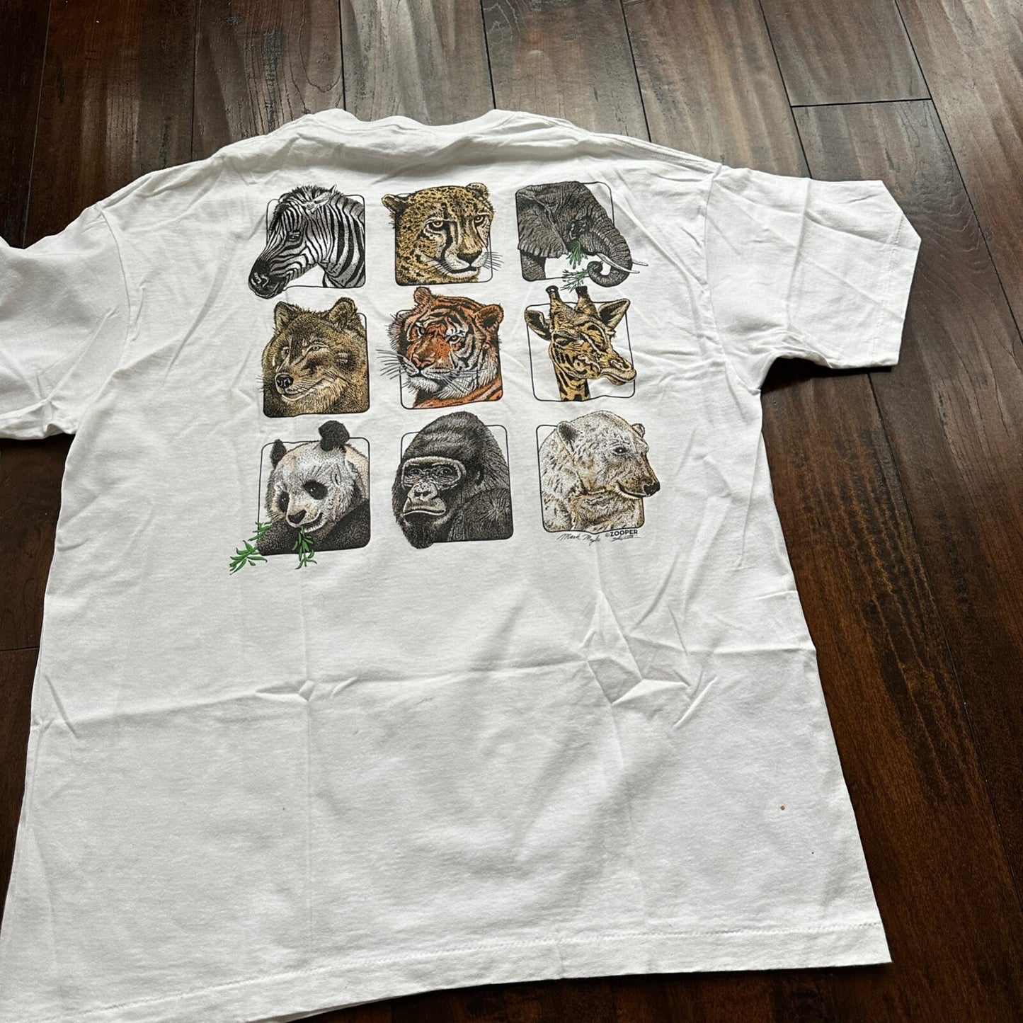 Anvil 90s Zoo Animals Cheetah Tigers Panda Vintage T Shirt Single Stitch 1990s