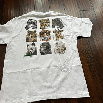 Anvil 90s Zoo Animals Cheetah Tigers Panda Vintage T Shirt Single Stitch 1990s