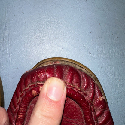 SAS Bounce Red Leather Lace Up Comfort Women's Shoes Sz 8 VTG 80s