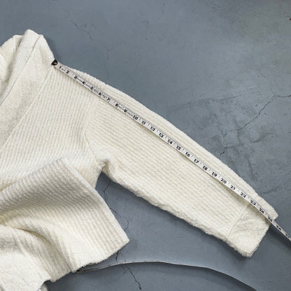 Vintage White Knit Sweater Cardigan Womens 70s 80s Basic Cozy Kimono Robe