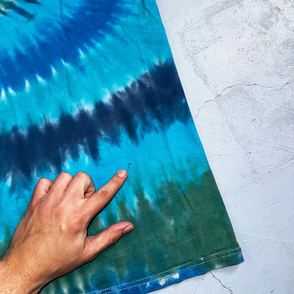 Tye Dye Blue Green Swirl Single Stitch VTG T Shirt Basic Hippie Stoner Vibe XL
