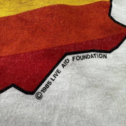 Vintage 1985 Live Aid T Shirt White Queen Freddie Mercury Saves Lives 80s
