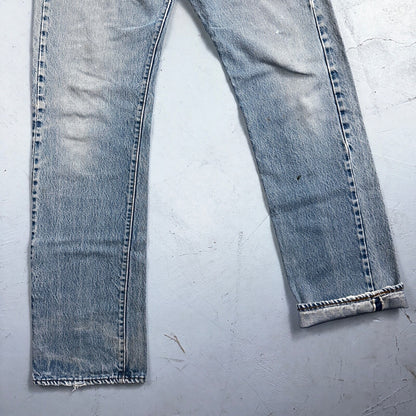 Levis 501 Vintage 80s Redline Selvedge USA XX Jeans Thrashed Light Act 30x33
