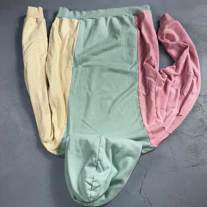 Teddy Fresh Size M Embroidered Logo Hoodie Sweatshirt Pastel Color Block