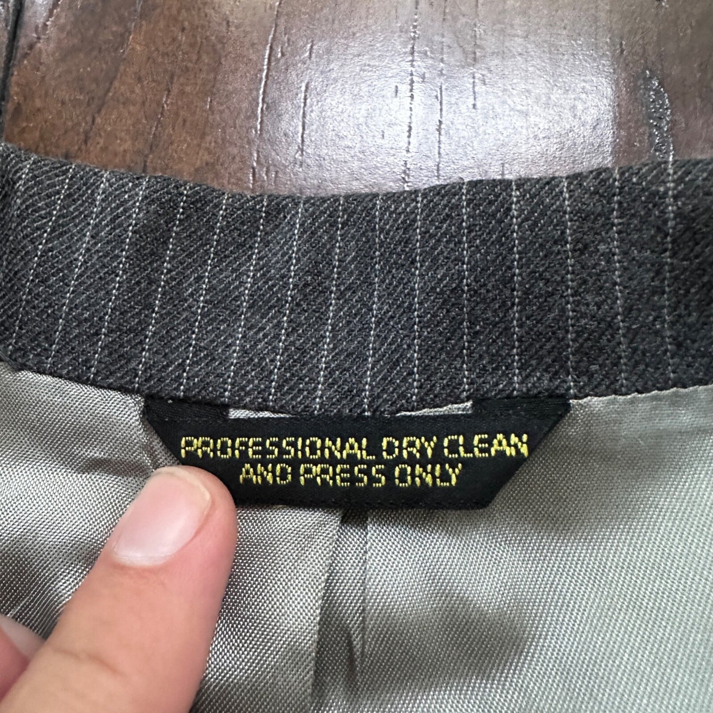 Vtg USA Eagles Pinstripe Mens Gray Wool 3 Pc Suit 42 Vest 33x30 1980s Vest