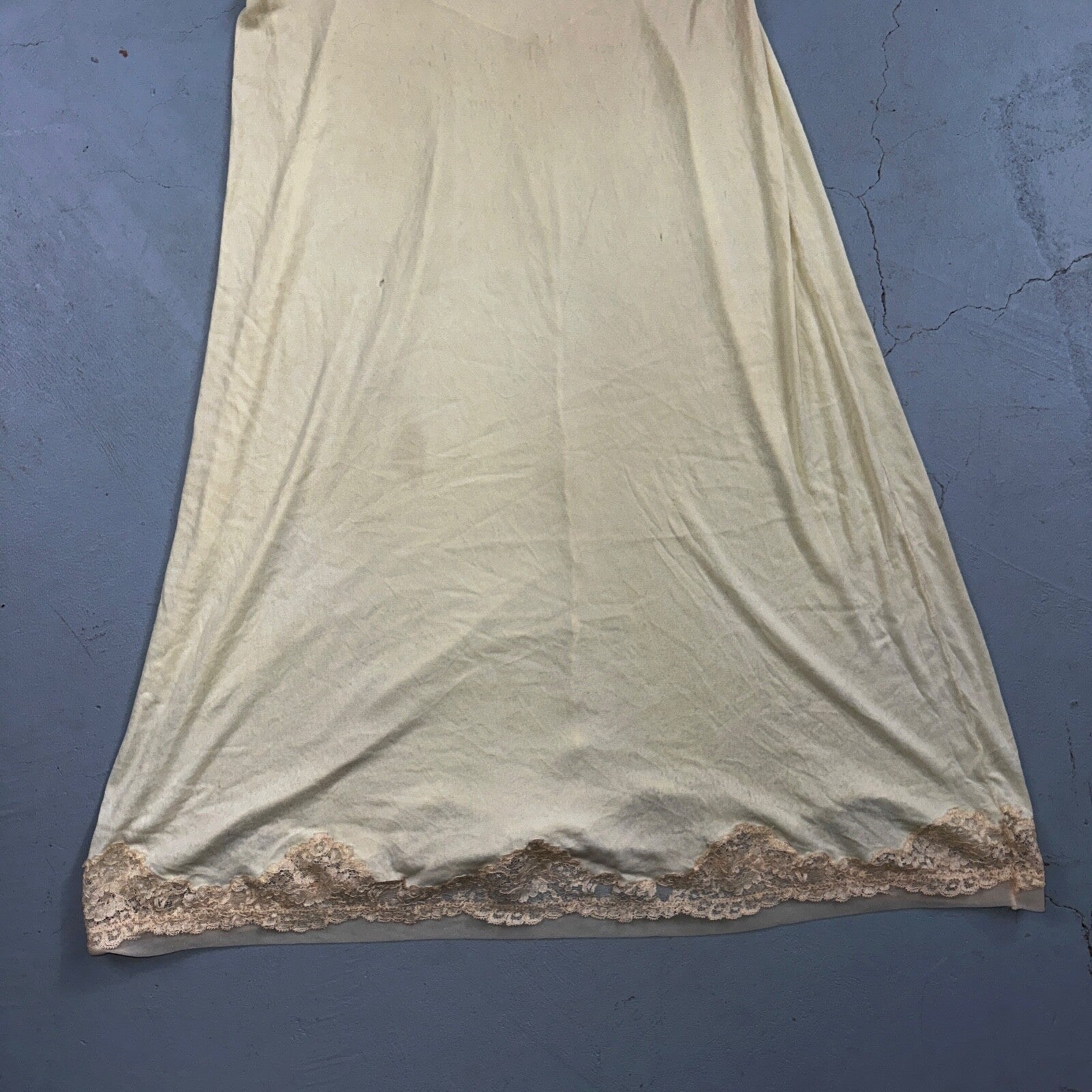 Vintage 1970s Charm Lingerie Slip Dress Sleepwear Full Sweep Nightgown Lace 70s