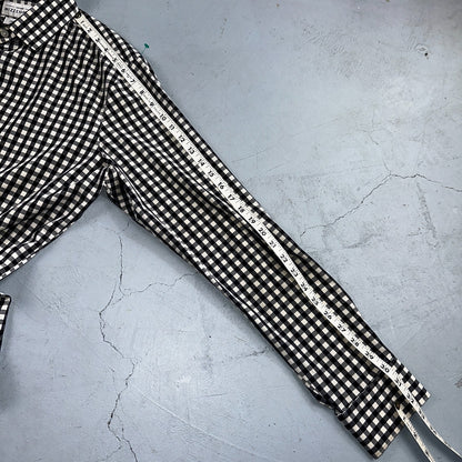 Mizzen Main Shirt Men L Black Button Performance Trim Fit Gingham Check USA