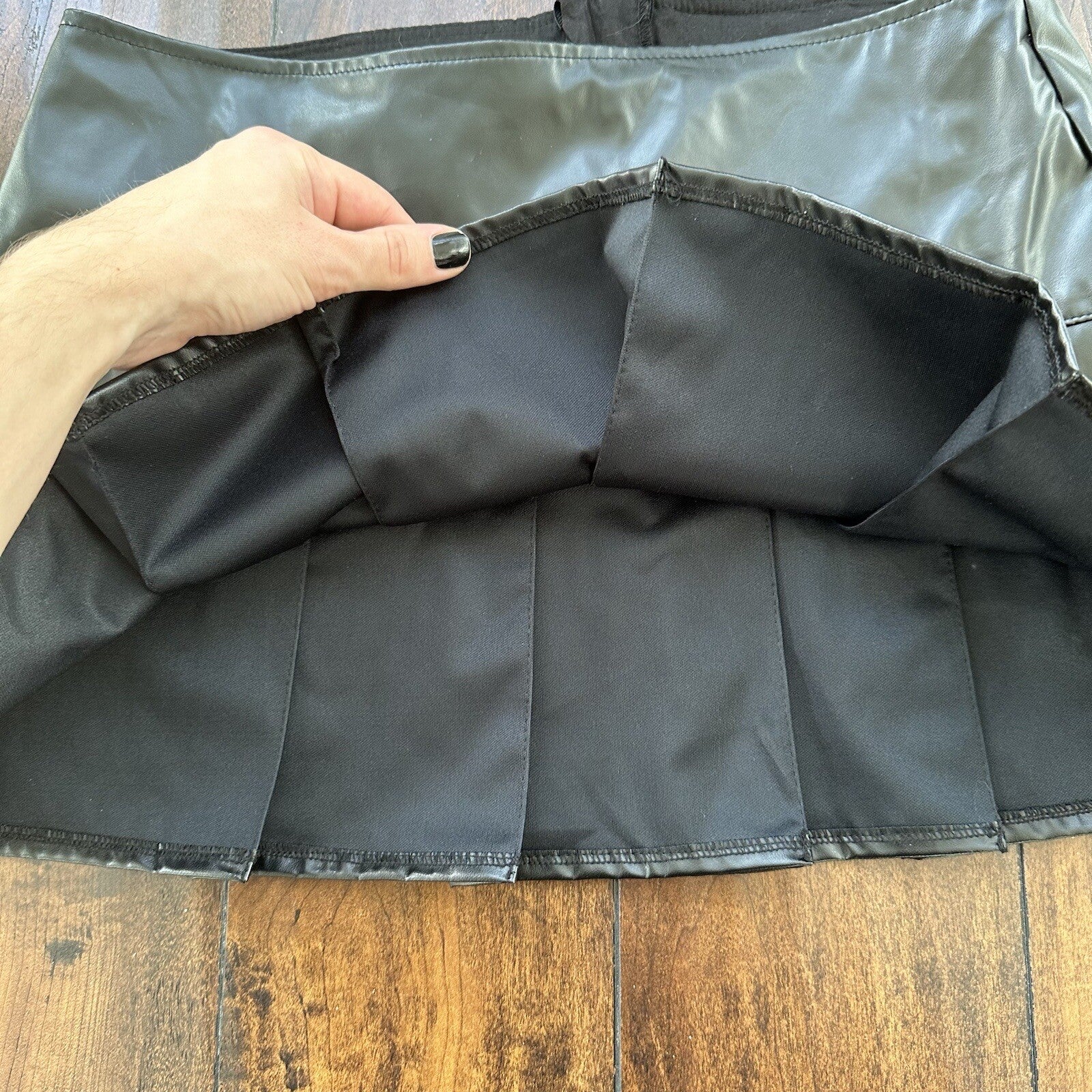 Tripp NYC Vintage M Black Faux Leather Goth Punk Mini Skirt Rare Grunge Y2K 90s